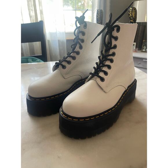 NEW Dr. Martens 1460 Pascal Max White Leather Platform Combat Boots - Picture 9 of 13